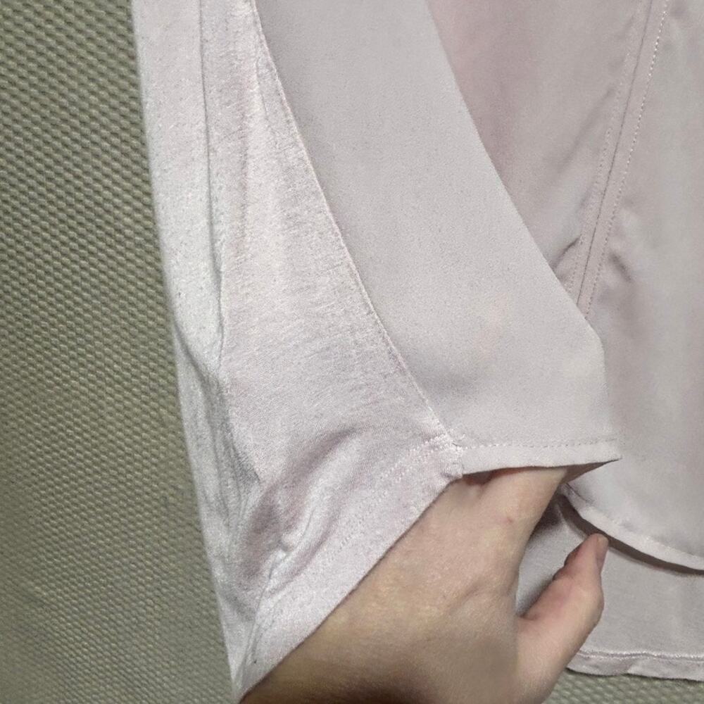 Pleione Women's Dusty Pink Hi-Lo Blouse Size M V Neck Short Sleeve Casual - Picture 2 of 8